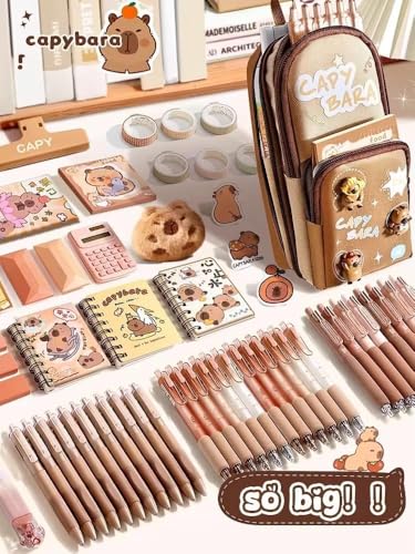 Image of M2K HUB Stylish Pencil Case 6 Layer with 3 Compartment Large Capacity Pen Pencil Pouch Multifunctional Pouch for School Kids Stationary Gift (Brown Pencil Pouch)