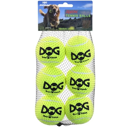 INSUM Squeaky Dog Balls - Squeaky Tennis Balls for Dogs, Blue | Medium - 2.5'', 6Pack