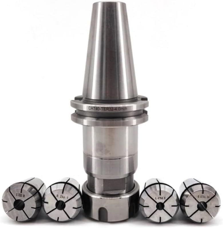 Collet Chuck Set, CAT40-TER32 Precision Collet Chuck Floating Tap Tapping Holder Assembly with 4pcs Tap Collets(1/4",5/16",7/16",1/2”) for CNC Machine Tools