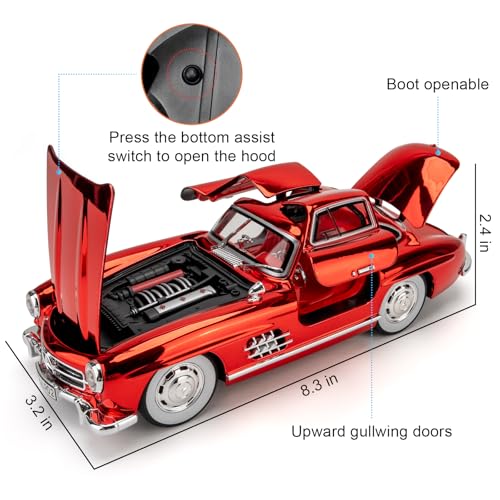 Auto de colección 1:24 300SL vintage rojo miniatura 3