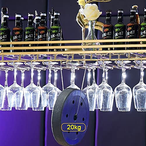 Casier à vin en métal au plafond DASHADAO 80 cm réglable avec porte-gobelet - 4