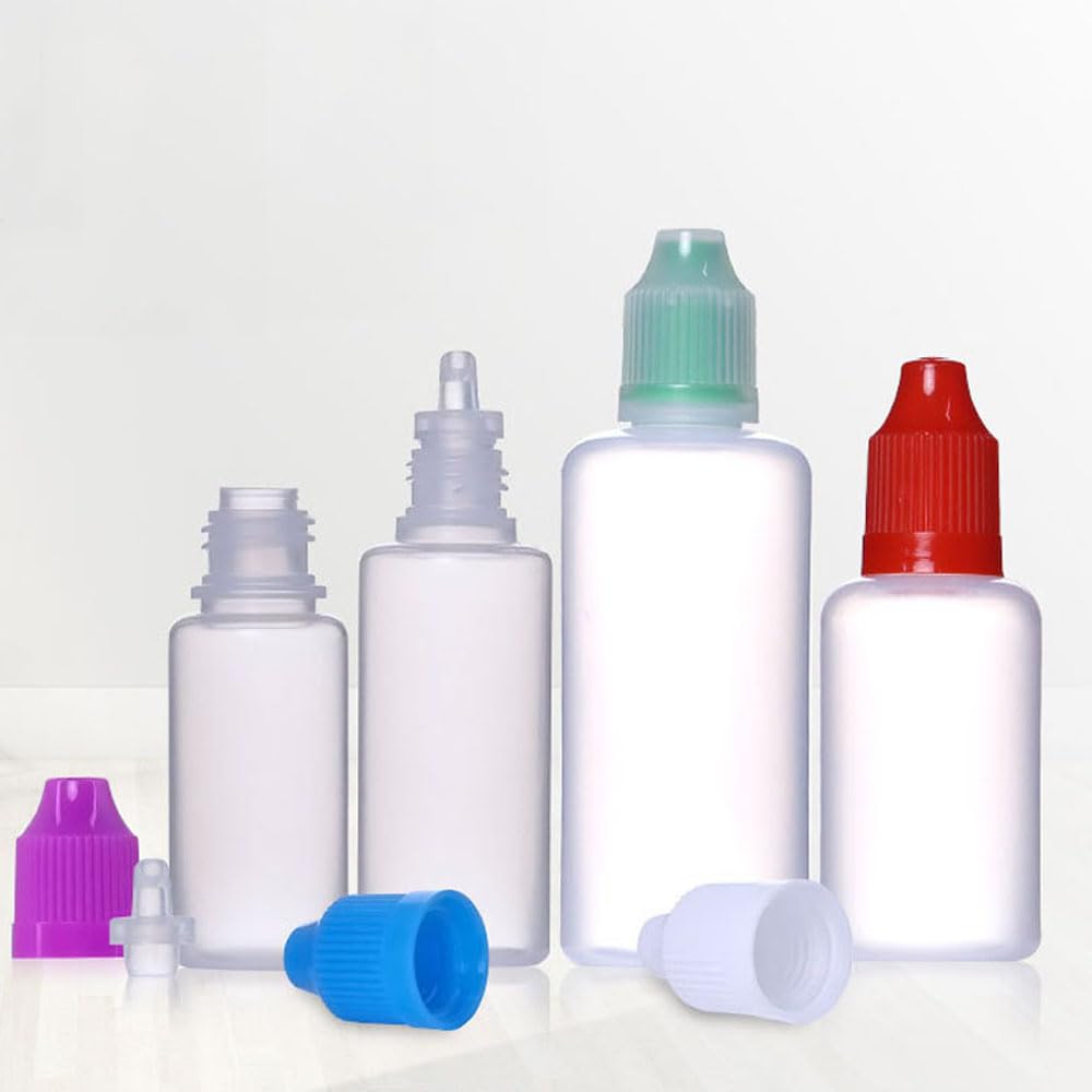 100 Stück 3/5/10/15/20/30/50/100/120 ml Leere LDPE Nachfüllbare Kunststoff-Squeeze-Tropfflasche Mit Abnehmbarer Kappe Flüssigkeits Füll Behälter Wasser Farbe Tinte Container (Himmelblau,120ml)
