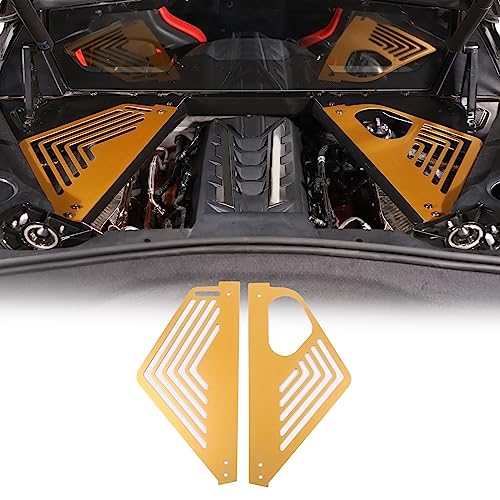 Image of Daeiclru Engine Bay Panel Cover Compatible with Chevrolet Corvette C8 2020-2023, Aluminium Engine Protector Splash Shield, Left Right Engine Case Guards (Yellow)