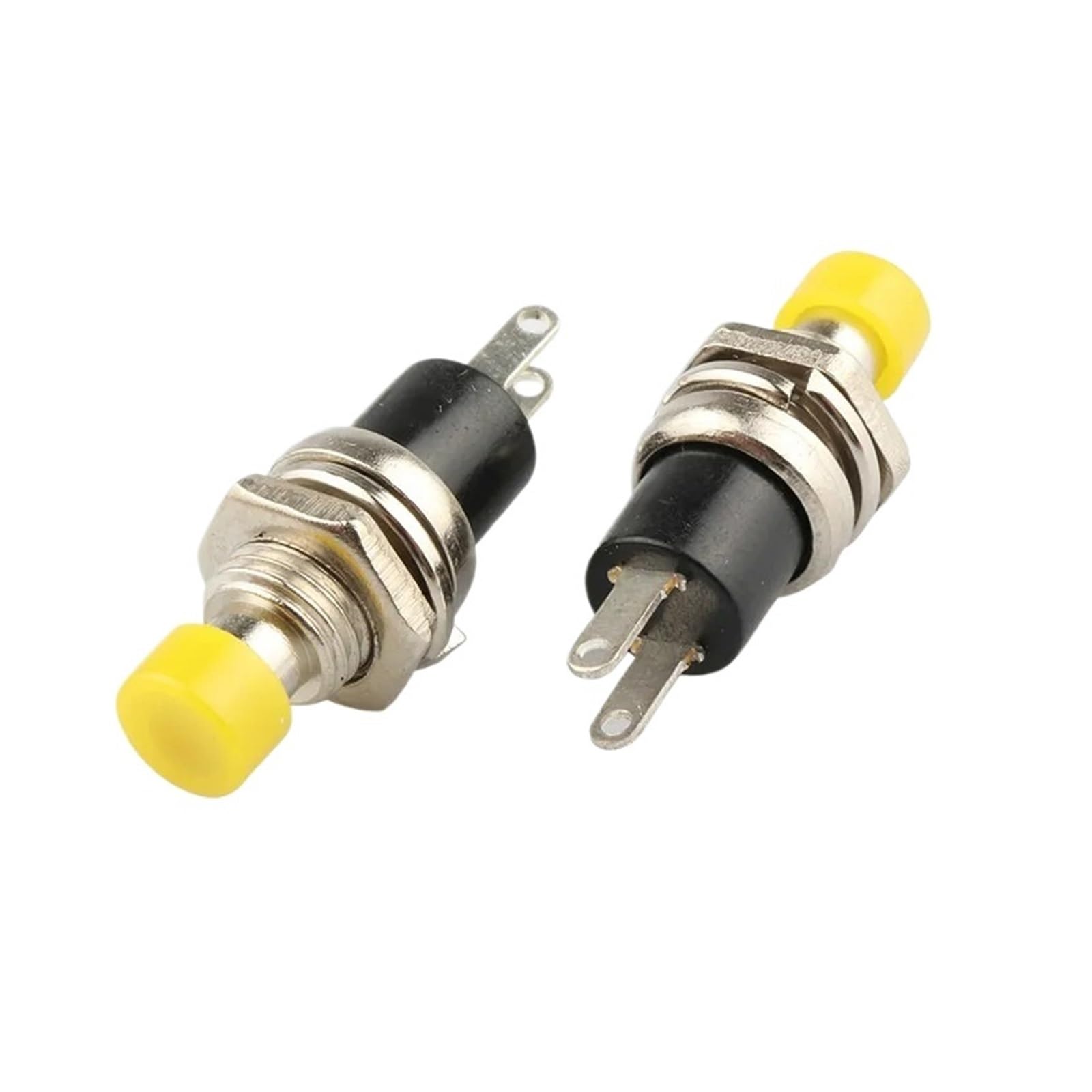 KUKEUC77Q 6pcs Small Round Button PBS-110/NO PBS-111/NC 2 Foot Self-resetting No Lock Switch 7MM Miniature Color Mixing(YELLOW,PBS-111 NC)
