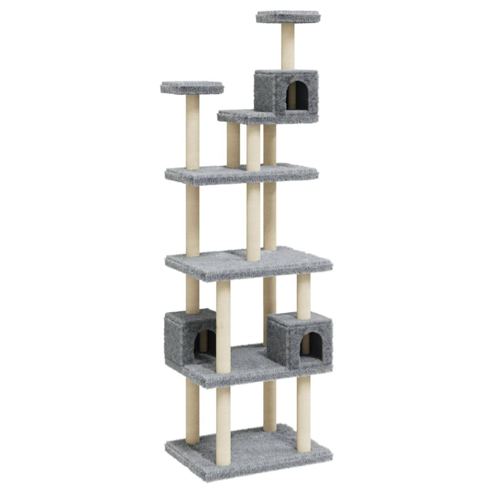 Homgoday Albero tiragraffi in sisal, grigio chiaro, 188 cm, tiragraffi a torre per gatti multilivello, centro attività per gatti da interno