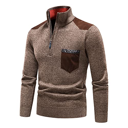 Lu's Chic Men's Zip Up Sweater Cable Knit Pullovers Soft Turtleneck Business Casual Work Long Sleeve Pullover Sweater3