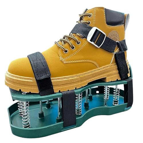 JHIALG Aérateur de gazon pour gazon pré-assemblé, design automatique de la saleté et des feuilles, lacets réglables, chaussure d'aération double couche à ressort automatique, parfait pour pelouse,