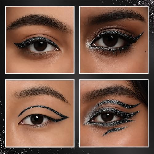 Image of RENEE Glitterish Eyeliner - Black, Metallic Pay-Off, Multi-Dimensional Shine | Waterproof, Smudge-Resistant, Shimmery Finish | Precise Application Brush, Quick Drying | Long-Lasting, 0.6Ml