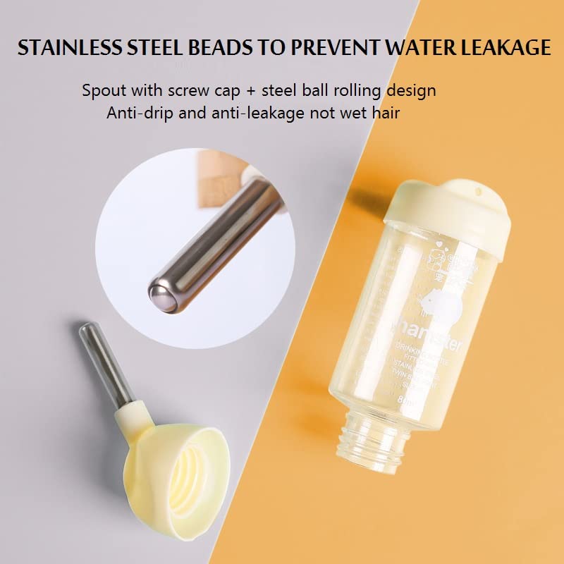 Soporte para botella de agua para hámster, soporte ajustable de madera natural para animales pequeños, dispensador automático de bebidas
