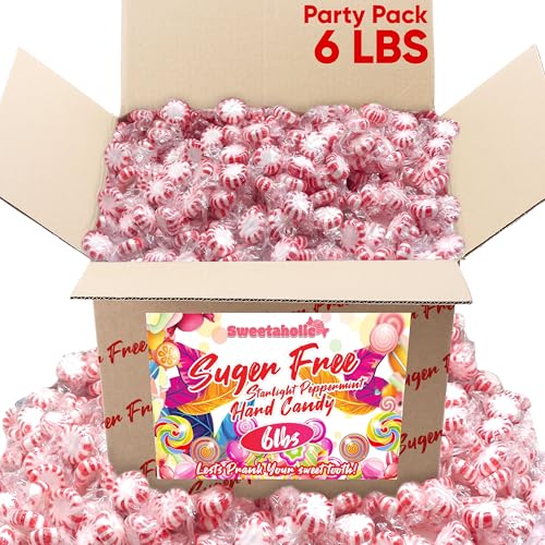 Sweetaholic Sugar Free Peppermint Candy 6 Pounds | Individually Wrapped Candy | Fresh Peppermint Disc