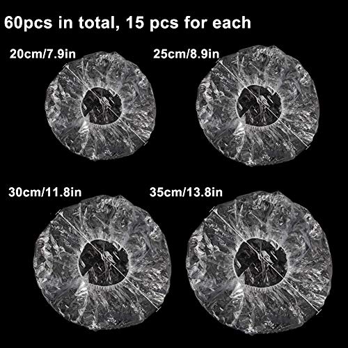 HarrierWing Reusable Bowl Covers with Elastic - Stretch to Fit Plastic Food Cover for Leftovers (4 Size, 60 PCS) - Thumbnail 4