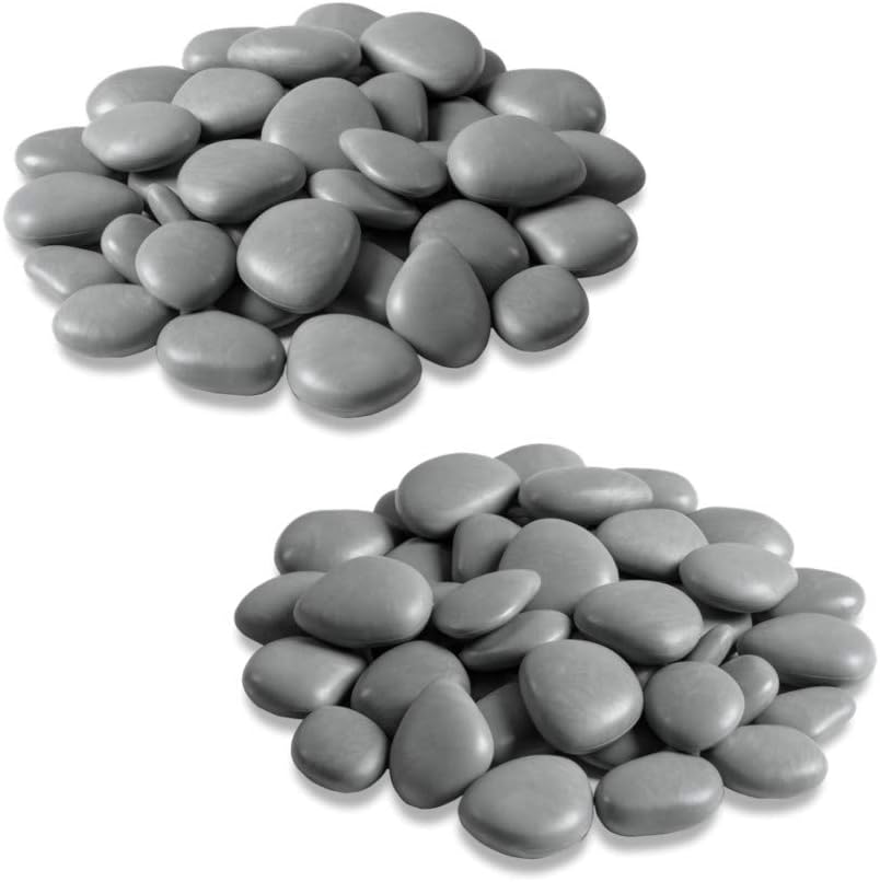RE-Pubbles - Recycled Plastic Decorative Stones for Pots, Gardens, Aquariums, Terrariums and Scale Models - 2 Small Packs grey