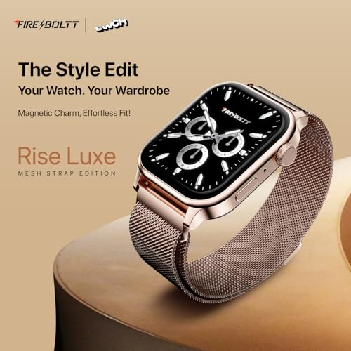 Image of Fire‑Boltt Rise Round Smart Watch 1.85″ HD Display with Bluetooth Calling, Rotating Crown, AI Voice Assistant, SpO2 & Heart Rate Monitor,120+ Sports Modes, IP67 Waterproof Metal Smartwatch - Rose Gold