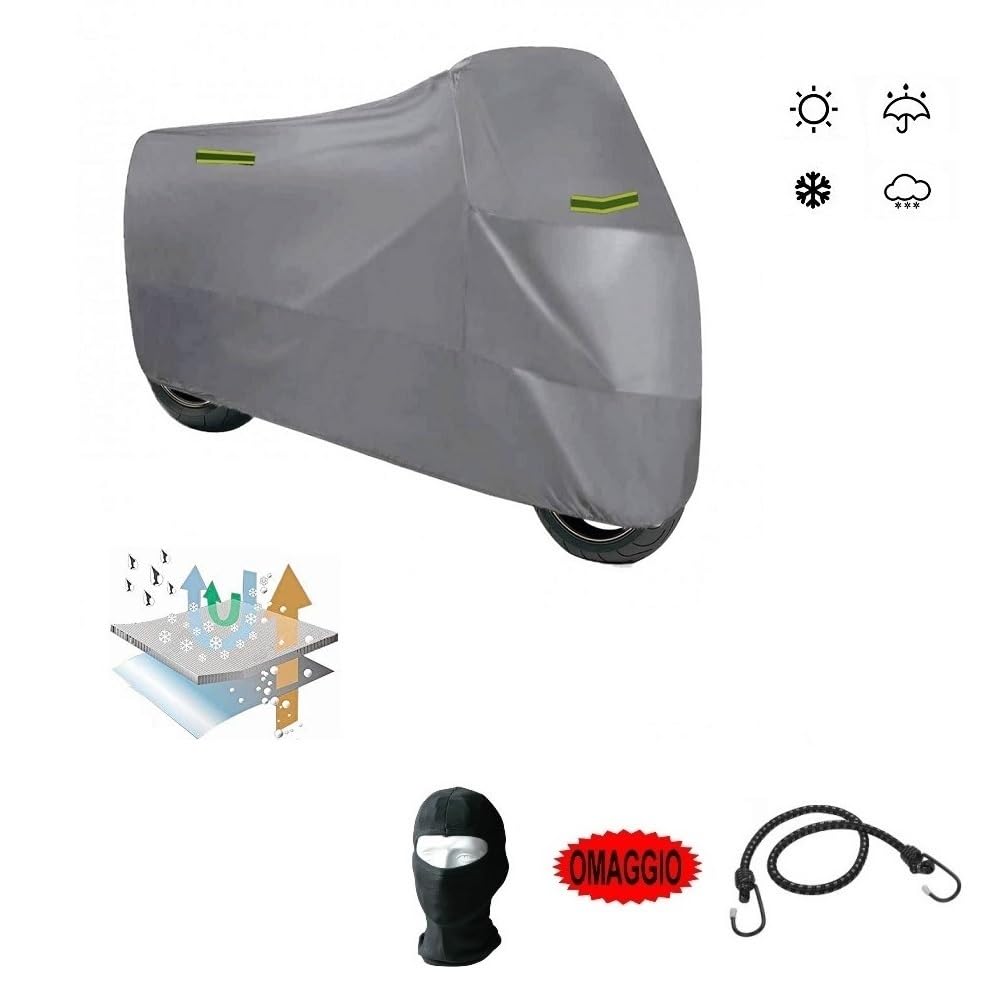 COMPATIBILE CON APRILIA SCARABEO 500 TELO COPRIMOTO COPRISCOOTER CON PARABREZZA+BAULETTO FELPATO 250G ANTIGRANDINE IMPERMEABILE 296X105X127CM CAPPOTTA COVER UNIVERSALE