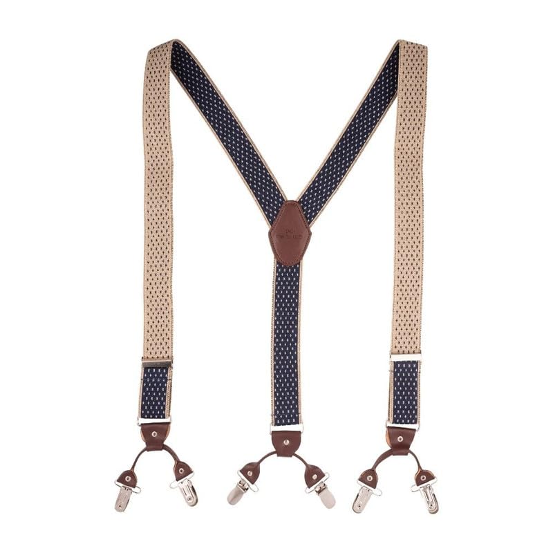 Image of The Tie Hub Suspenders for Men Elastic Adjustable Y Back Braces with Strong Metal Clips for Wedding Formal Office Wear