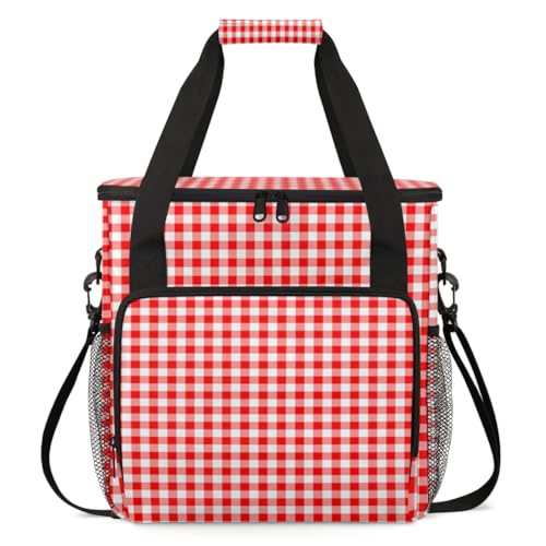 Orange Plaid Coffee Maker Carrying Bag, Portable Travel Storage Tote Bag Compatible with K-Mini or K-Mini Plus, Single Serve Coffee Brewer Carrying Case with Multiple Pockets & Shoulder Strap