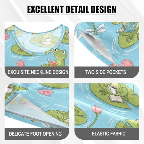 Pajama Short Sets Frogs Reading Books Soft Cotton Summer Sleepwear 2 Piece PJS Size 5-14T3