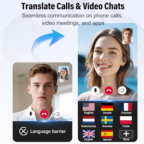 Image of Ai Translation Earbuds Real Time,164 Languages Translator Earbuds with 6 Translation Modes /No Subscription,Audio and Video Calls Translator Headphones,Audifonos Traductores Ingles Espanol, Coal Black