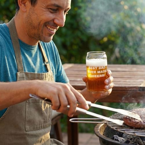 Image of Personalized Beer Glass for Men - 20 oz Custom Beer Glass (3 Line Text) - Engraved Pint Glasses - Custom Glass Cup - Gift Ready Box - Groomsmen, Father's Day, Birthday Gift