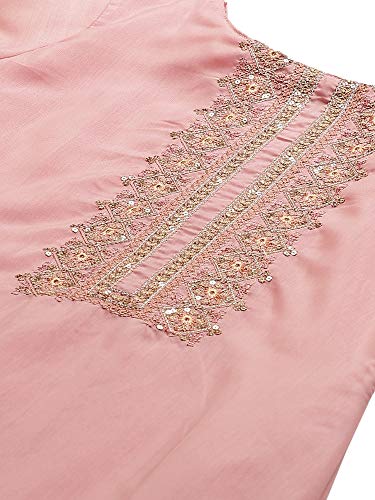 Image of AKHILAM Women's Chanderi Cotton Embroidered Unstitched Salwar Suit Material (Red 32DMK80 M Parent)