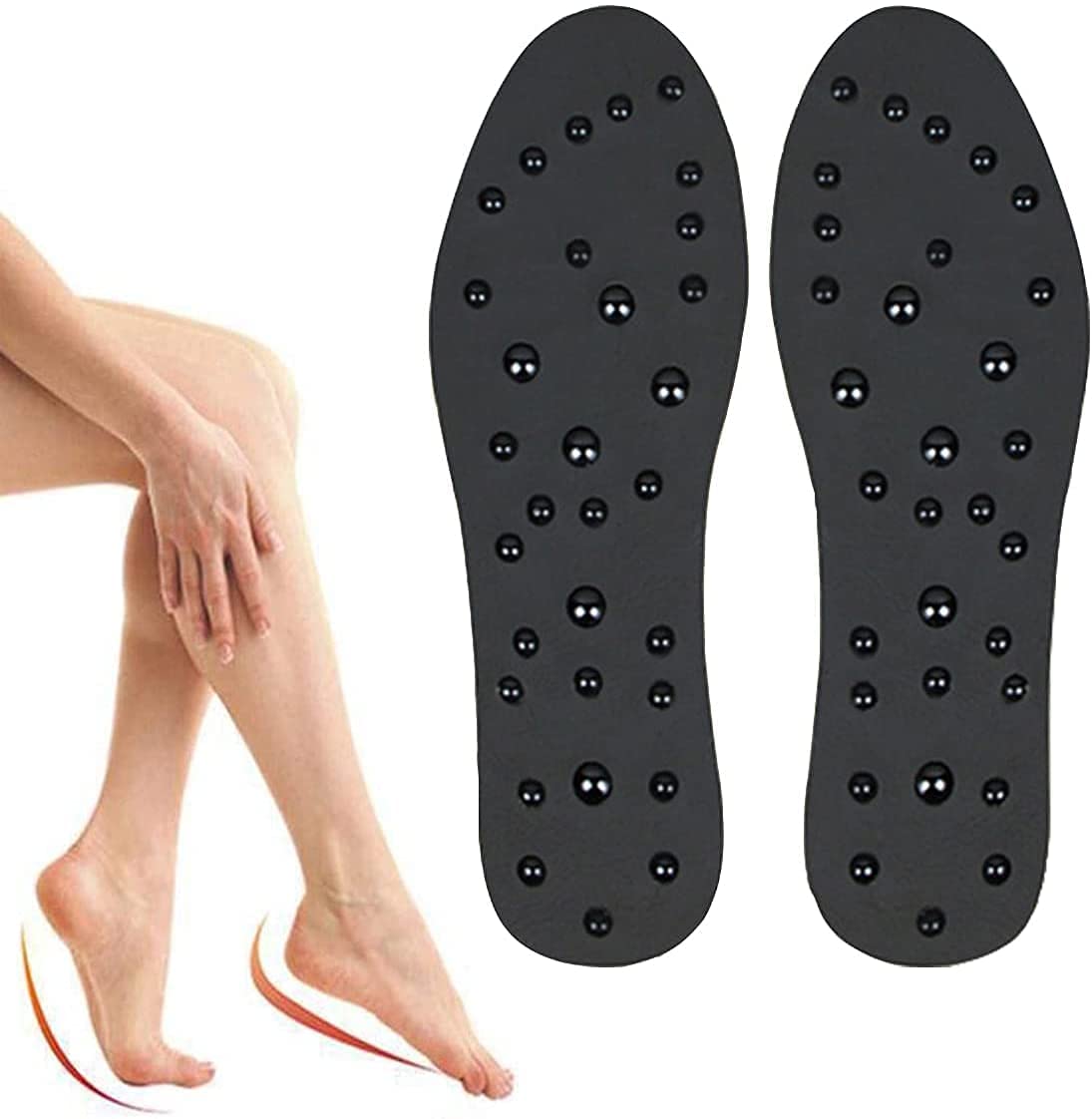 Plantillas magnéticas para zapatos, plantillas de masaje de acupresión, plantillas magnéticas con alivio del dolor, fascitis plantar, fatiga reducida, para hombres y mujeres