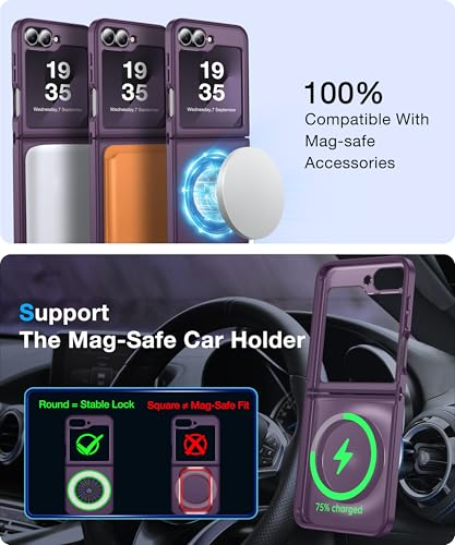 Image of NO.1 Magnetic for Samsung Galaxy Z Flip 6 Case Compatible with MagSafe [Military Grade Drop Tested][Translucent Matte][Anti-Fingerprint] Soft Silicone Bumper for Samsung Flip 6 Case,Purple