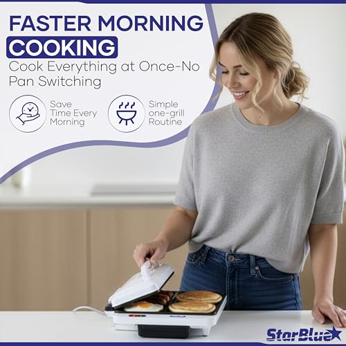 Hamburger Grill Maker by StarBlue with FREE Burger Press and Recipes eBook - Portable and Multipurpose Machine AC120V 60HZ 1000W by StarBlue - Used condition - Image 3