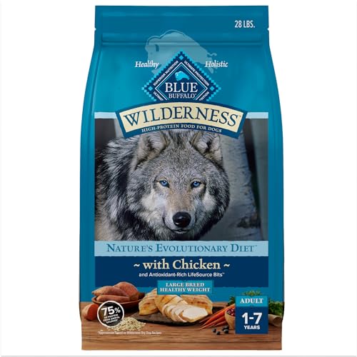 Blue Buffalo BLUE Wilderness Large Breed Adult Dog Healthy Weight Chicken with Wholesome Grains Recipe package
