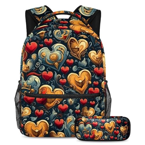 Cartables de combattant de cœurs rouges lot de 2 avec trousse école et voyages