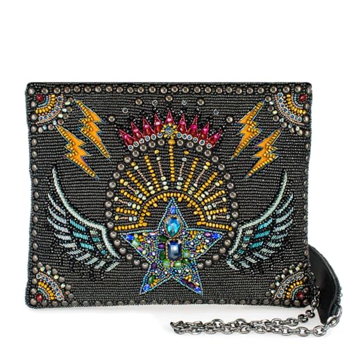 Mary Frances Starstruck Beaded Crossbody Handbag with Celestial Star Motif and Luxe Leather Accents Evening Bag, Multicolor