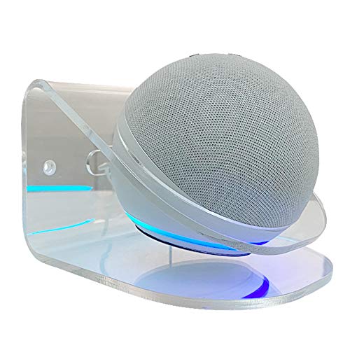 2 in 1 Wall Mount Holder Desktop Stand for Echo Dot 4th Generation,Transparent Acrylic Speaker Wall Shelf Holder Space Saving Bracket for Echo Dot 4 Speaker