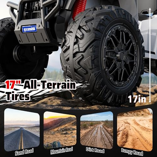 Image of ANPABO 24V XXXL Kids ATV 4 Wheeler Ages 5-14, 4WD & 800W, 200 Lbs, White