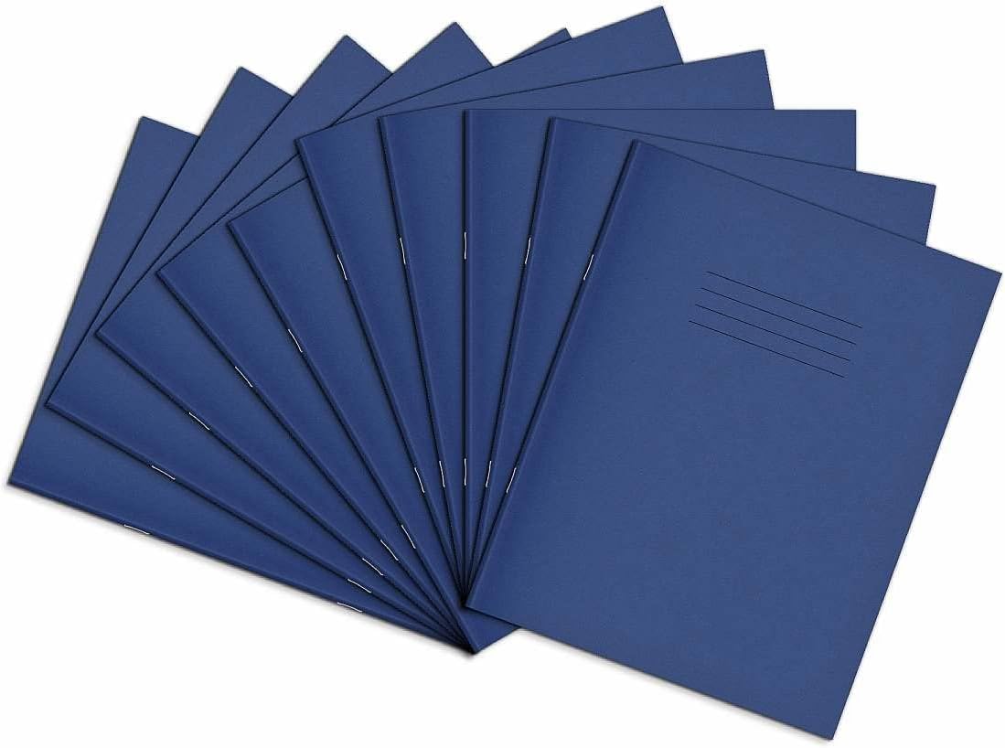 Rhino A5+ Exercise Books, 48-Page / 8mm Lined with Margin Paper Notebook, 100-Pack, 9 x 7 Writing Book, Office & School Stationery Supplies, Dark Blue โ image 1