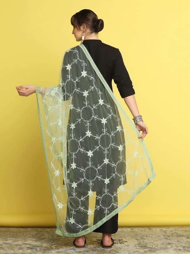 Women's Net Embroidery & Lace Traditional Dupatta3