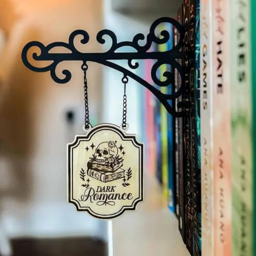 Book Nook Tavern Signs&ndash; Genre Shelf Labels with Hanging Brackets, Tavern-Style Book Nook Decor...
