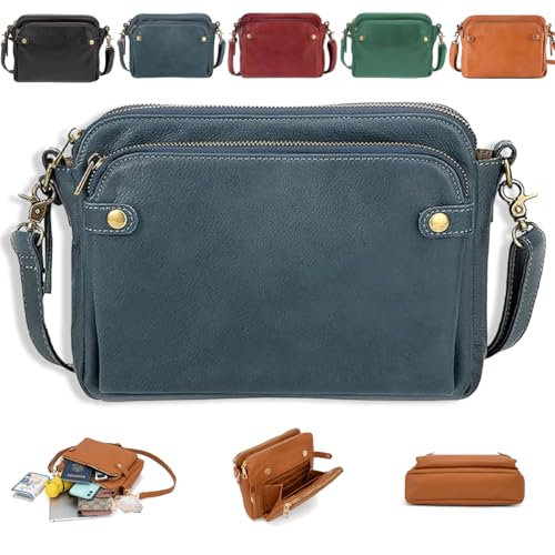 2023 New Crossbody Leather Shoulder Bag And Clutch Bag, Pu Leather Shoulder Bag, Wallet With Built-In Multiple Compartments (Blue)