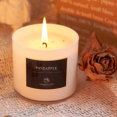 Chloefu Lan Pineapple Evergreen Scented Candles Fruit Summer Candles For Home, Stress Relief Relaxation 7.1Oz|45 Hour Burning, Jar Candle Gifts #TOP2