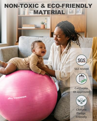 Image of Trideer Yoga Ball for Exercise, Pilates, Core & Balance Training, Stability Ball for Pregnancy & Birthing Prep, Physical Therapy, Daily Stretching, Office Chair for Active Sitting, Quick Pump Included
