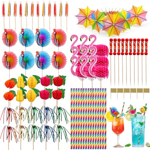 150 Stück Cocktail Deko Cocktail Schirmchen Bunte Cocktail Zubehör Deko mit Papier Schirmchen Regenbogen Cocktail Strohhalme Schirmchen Cocktail für Sommer Party Bar Getränke Kuchen Deko