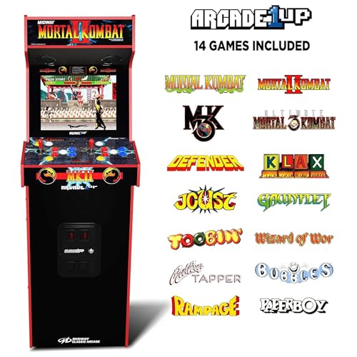 Image of ARCADE1UP Mortal Kombat II Deluxe Arcade Machine Gaming Cabinet with 14 Games, Real Feel Joysticks and Buttons and 17-Inch Color Screen