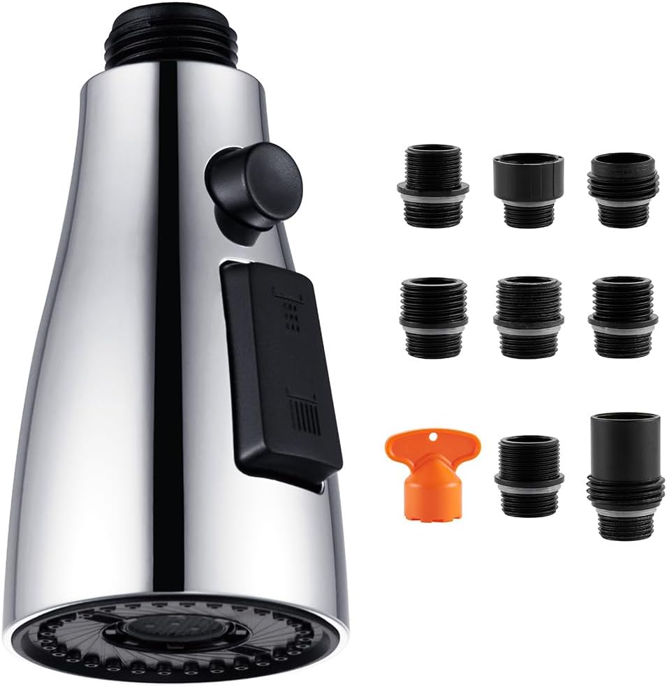 Kitchen Sink Faucet Head Chrome, Angle Simple 3 Functions