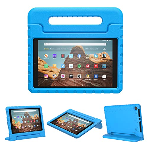 Merocab Kids Case for Fire HD 10 2019/2017/2015 Releases, HD 10 5th/7th/9th Gen Cover Shockproof Kid-Proof Flexible Durable Foam Cover with Handle Stand for Fire HD 10 2015/2017/2019 Releases (Blue)