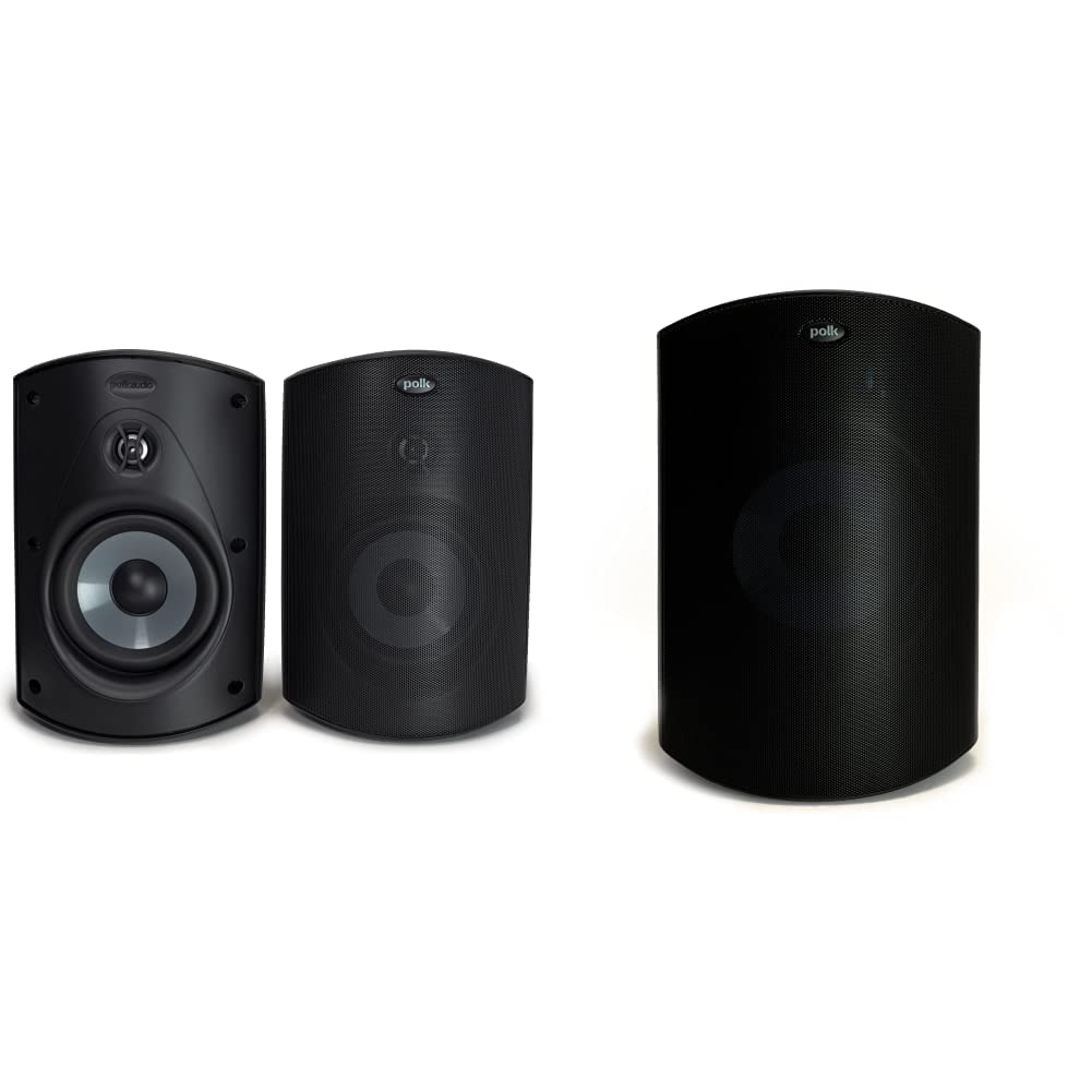 Polk Audio Atrium 6 Sound Speakers, Black & Polk Audio ATRIUM8B Floor Standing All Weather Speaker, 