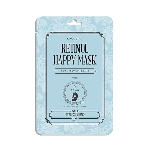 Kocostar Retinol Happy Mask – Pack de 4 mascarillas faciales coreanas antiedad con Retinol y Niacinamida, aptas para pieles sensibles - imagen 8