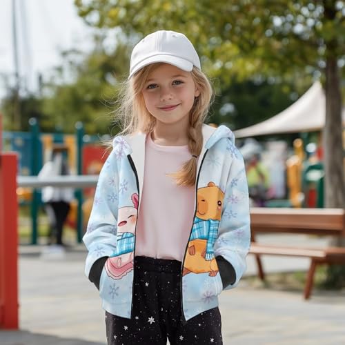 WELLFLYHOM Kids Graphic Hoodie for Girls 6-16 Fleece Lining Hooded Zipper Sweatshirts Long Sleeve Sweater Tops with Pocket2