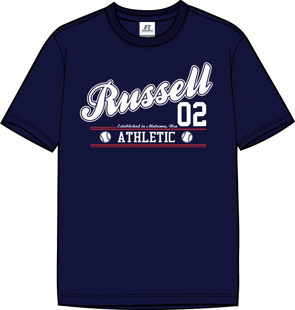 Russell Athletic Men's Blue A30311-Na-190 Bases-S/S Crewneck Tee Shirt T-Shirt Navy Size M