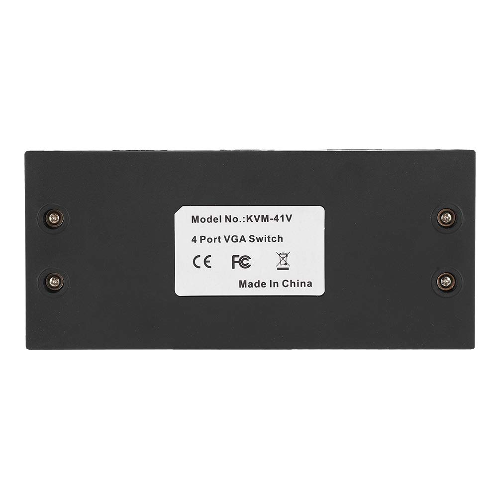 ASHATA VGA Switch de 4 Puertos VGA Splitter 4-in 1-out Video Converter Switcher Accesorio de Computadora 1920 X 1080 para Pantalla HD VGA y Video Metal Splitter Amplificador para PC con Pantalla LCD