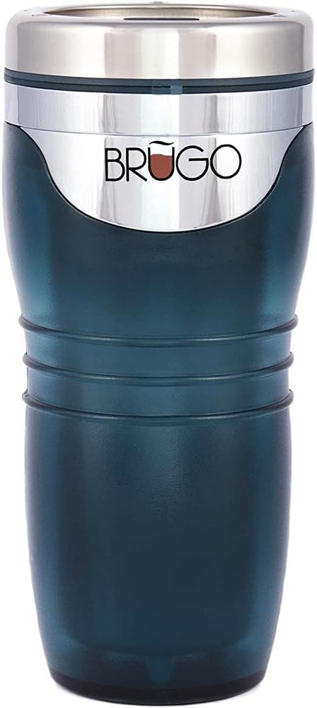 BruGo Leak Proof Travel Mug with Built-in Temperature Control Chamber. Double-Wall Insulated Travel Cup - Perfect for Tea or Coffee Lovers - Retro Colour (Dusk Blue)