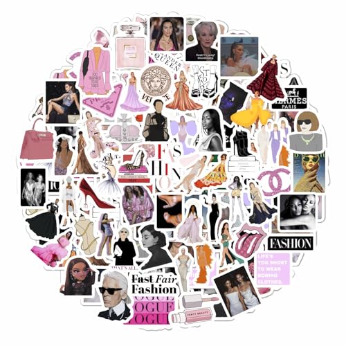 BulbaCraft 100Pcs Fashion Stickers for Water Bottles & Laptops, Fashion Party Decorations, Fashionista Gifts for Women, Gifts for Women & Men