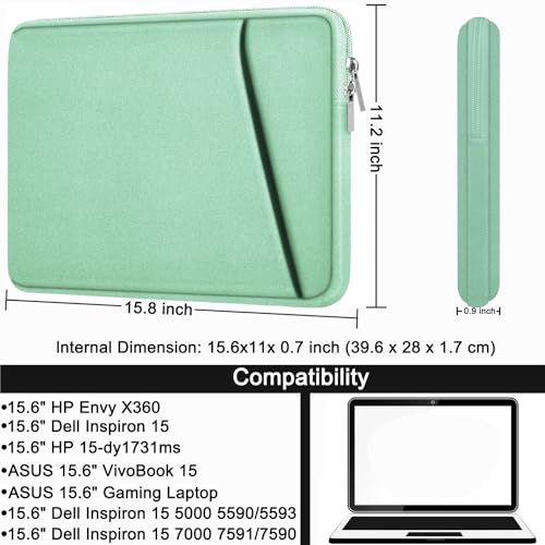 Image of Askuko Laptop Case, Shockproof Protective Computer Sleeve Cover, Handbags Portable Laptop Bag for 15.6 inch HP Dell Asus Lenovo Notebook Computer with Front Pocket, Light Blue